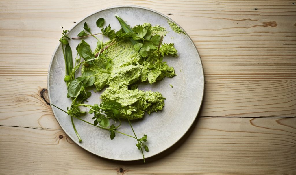 green butter with yarrow
